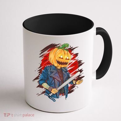 Biker Pumpkin Cool Halloween Coffee Mug back