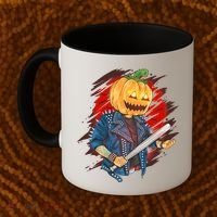 Biker Pumpkin Cool Halloween Coffee Mug thumb 2