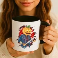 Biker Pumpkin Cool Halloween Coffee Mug thumb 3