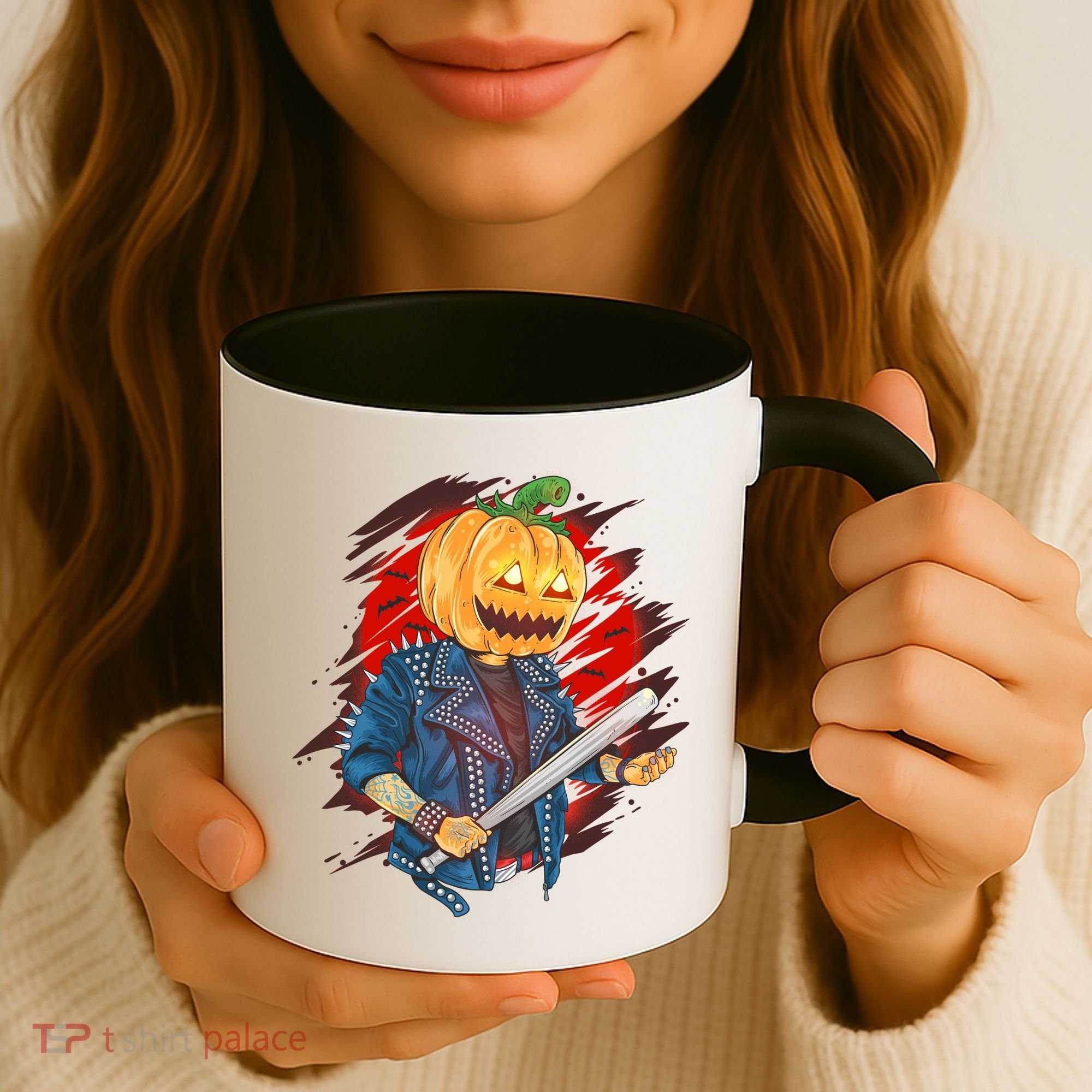 Biker Pumpkin Cool Halloween Coffee Mug