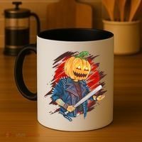 Biker Pumpkin Cool Halloween Coffee Mug thumb 4