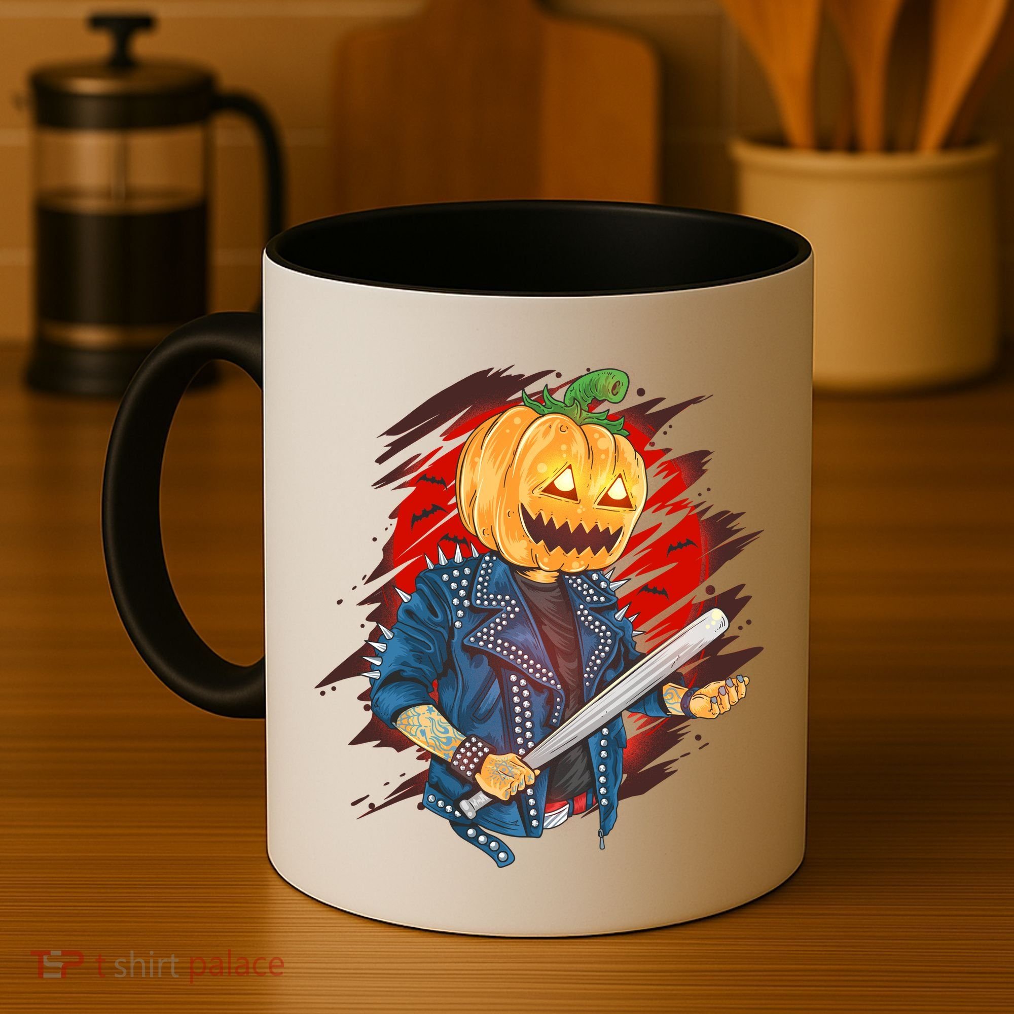Biker Pumpkin Cool Halloween Coffee Mug