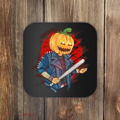 Biker Pumpkin Cool Halloween Coaster
