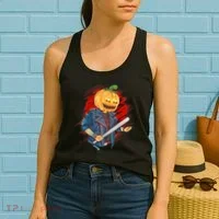 Biker Pumpkin Cool Halloween Women's Tank Top thumb 2