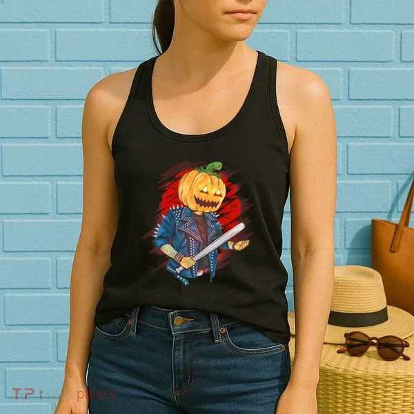 Biker Pumpkin Cool Halloween Women's Tank Top