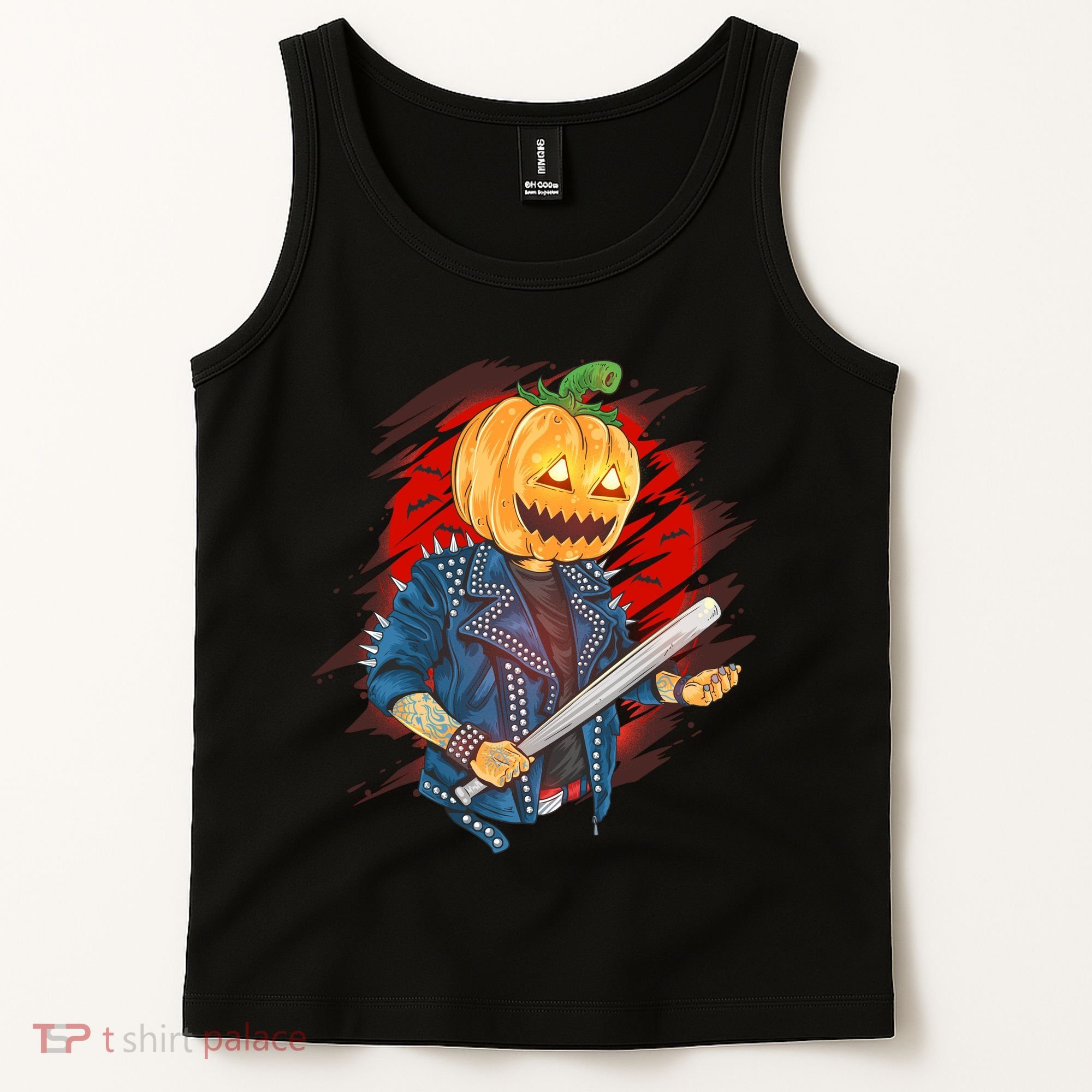 Biker Pumpkin Cool Halloween Tank Top