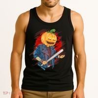 Biker Pumpkin Cool Halloween Tank Top thumb 3