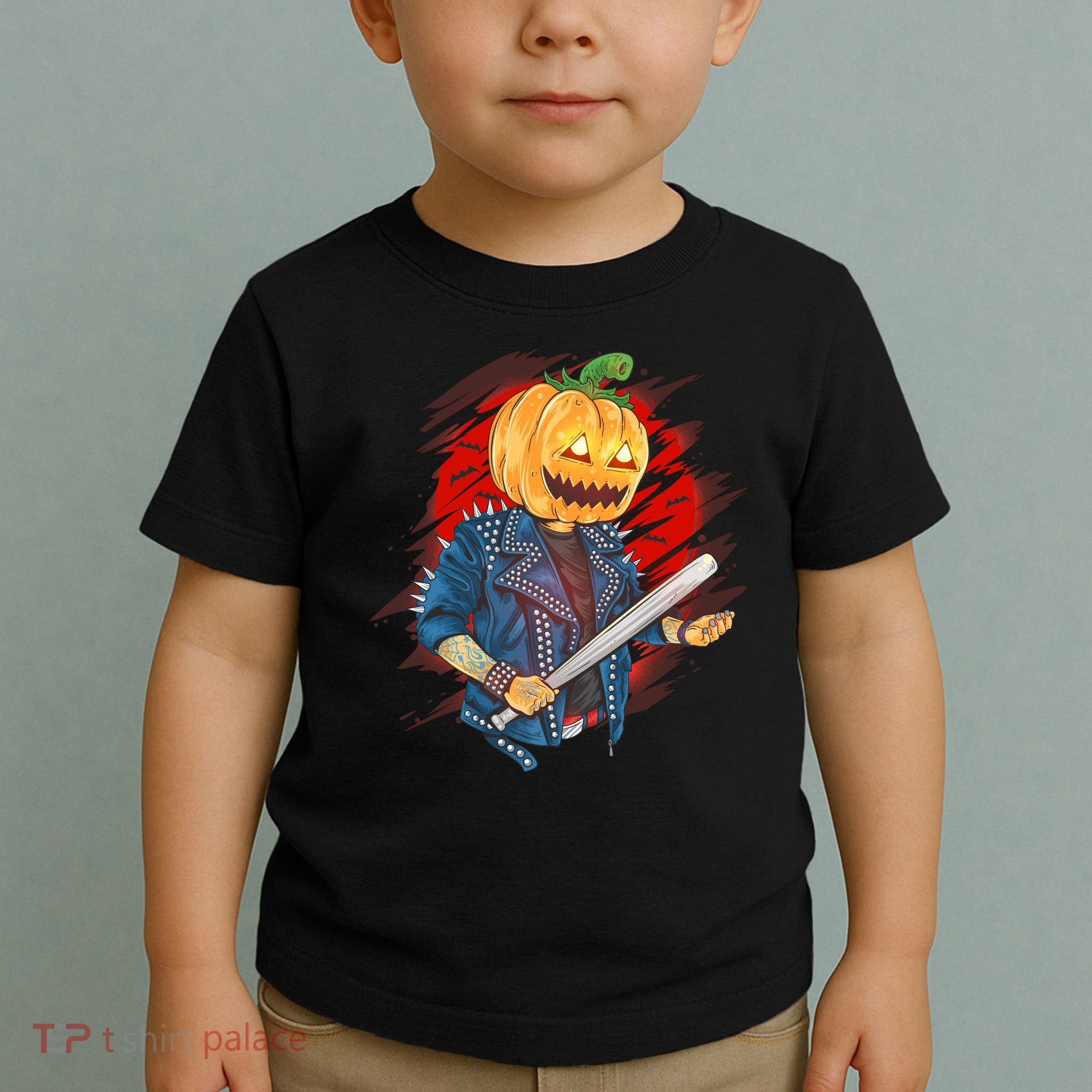 Biker Pumpkin Cool Halloween Toddler T-Shirt