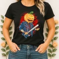 Biker Pumpkin Cool Halloween Women's T-Shirt thumb 2