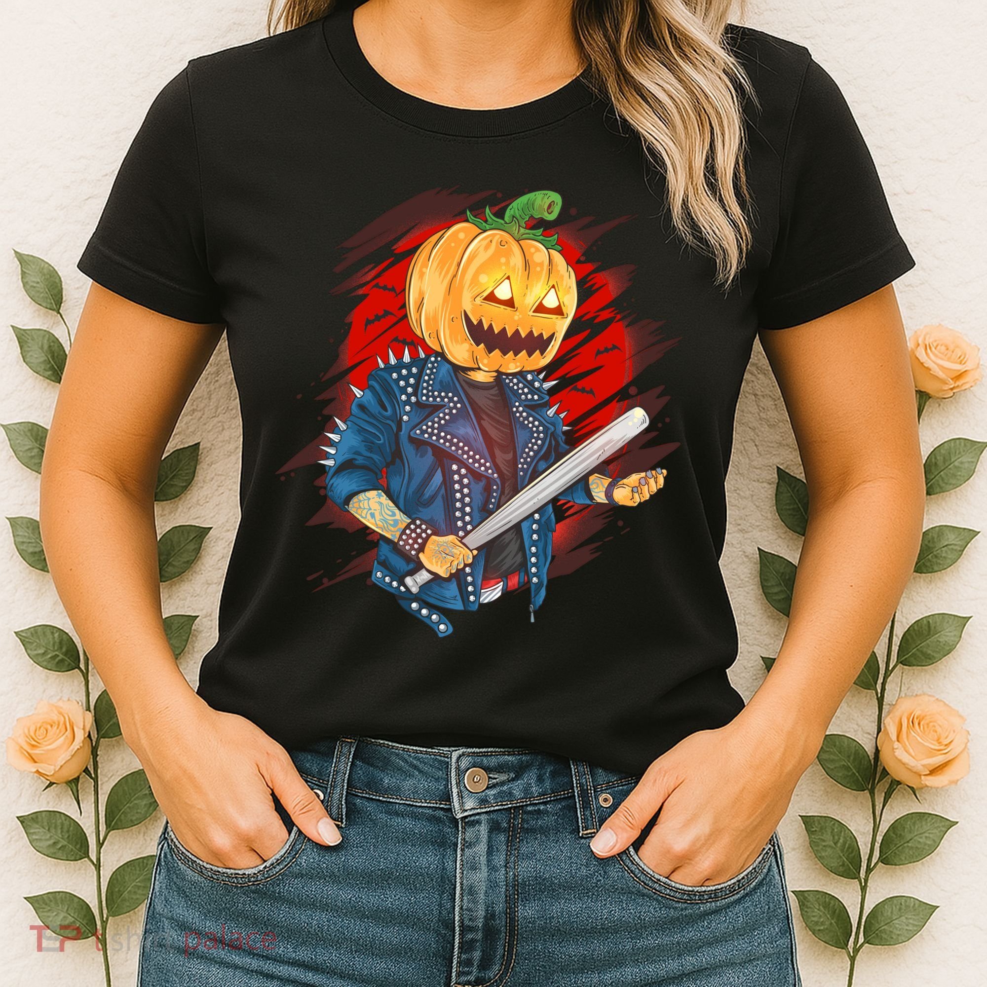 Biker Pumpkin Cool Halloween Women's T-Shirt
