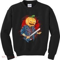 Biker Pumpkin Cool Halloween Kids Sweatshirt thumb 0
