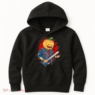 Biker Pumpkin Cool Halloween Kids Hoodie