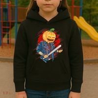 Biker Pumpkin Cool Halloween Kids Hoodie thumb 3