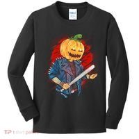 Biker Pumpkin Cool Halloween Kids Long Sleeve Shirt thumb 0