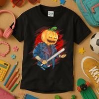 Biker Pumpkin Cool Halloween Kids T-Shirt thumb 3