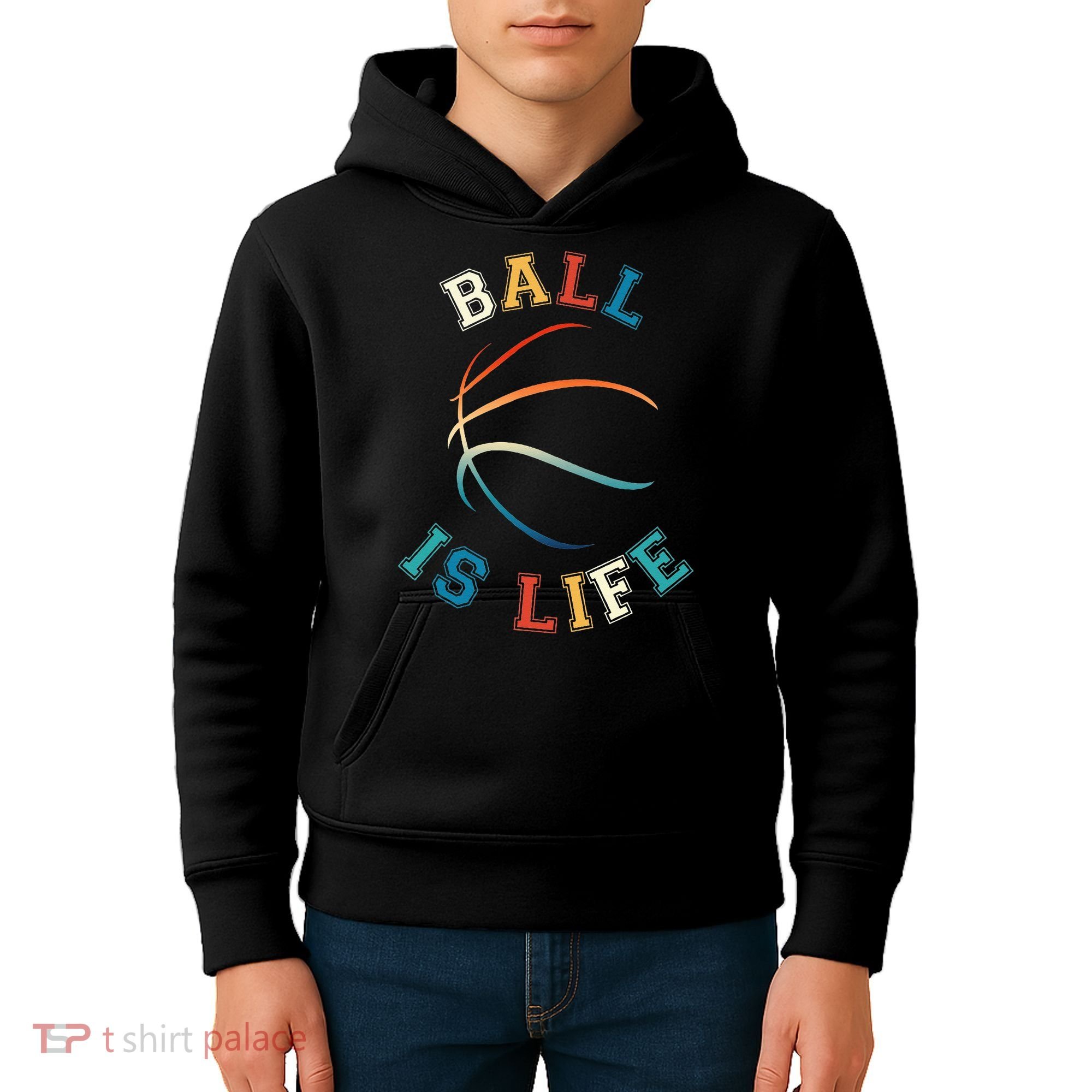 Ball Is Life Basketball Bball Lover Gift Kids Hoodie