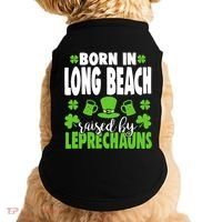 Born In Long Beach Raised By Leprechauns Gift Doggie Tank thumb 0