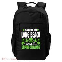 Born In Long Beach Raised By Leprechauns Gift Backpack thumb 0