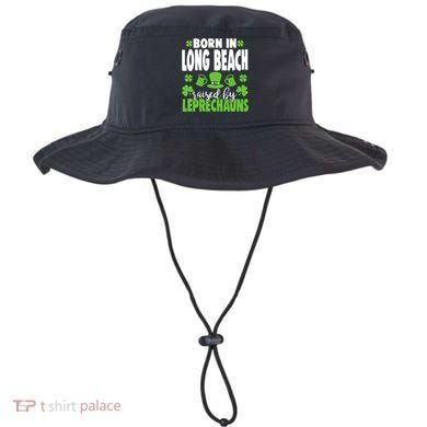 Born In Long Beach Raised By Leprechauns Gift Bucket Hat