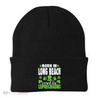Born In Long Beach Raised By Leprechauns Gift Beanie thumb 0
