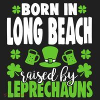 Born In Long Beach Raised By Leprechauns Gift Golf Towel thumb 3