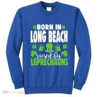 Born In Long Beach Raised By Leprechauns Gift Sweatshirt thumb 0
