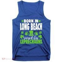 Born In Long Beach Raised By Leprechauns Gift Tank Top thumb 0