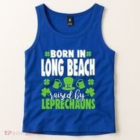Born In Long Beach Raised By Leprechauns Gift Tank Top thumb 2
