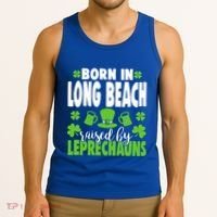 Born In Long Beach Raised By Leprechauns Gift Tank Top thumb 3