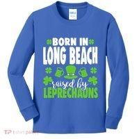 Born In Long Beach Raised By Leprechauns Gift Kids Long Sleeve Shirt thumb 0