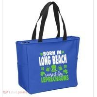 Born In Long Beach Raised By Leprechauns Gift Tote Bag thumb 2