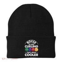 Bocce Is Like Curling Only Much Cooler Bocce Ball Player Gift Beanie thumb 0