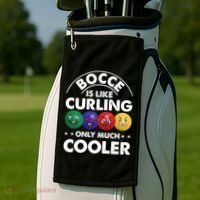 Bocce Is Like Curling Only Much Cooler Bocce Ball Player Gift Golf Towel thumb 2