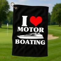 Boater I Love Motor Boating Funny Boating Golf Towel thumb 1