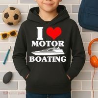 Boater I Love Motor Boating Funny Boating Kids Hoodie thumb 2