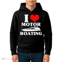 Boater I Love Motor Boating Funny Boating Kids Hoodie thumb 4