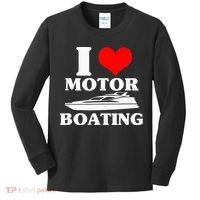 Boater I Love Motor Boating Funny Boating Kids Long Sleeve Shirt thumb 0
