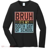 Bruh ItS My 100th Day Of School Boys Women's Long Sleeve Shirt thumb 0