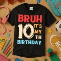 Bruh It's My 10th Birthday Kids T-Shirt thumb 3