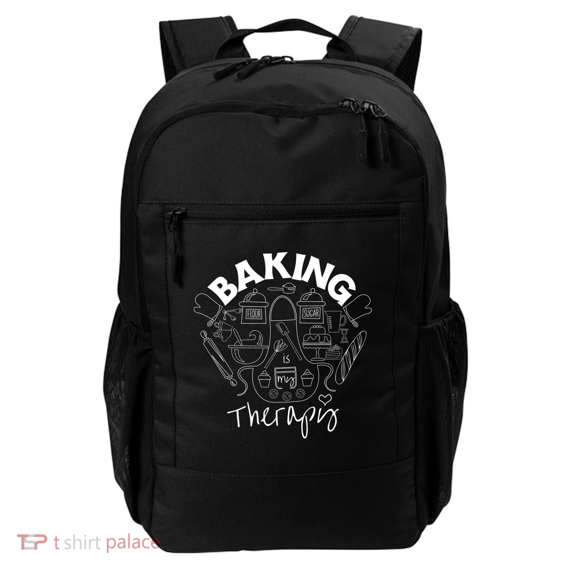 Baking Is My Therapy Apron Gloves Scoop Cup Cake Bakeaholic Cool Gift Backpack