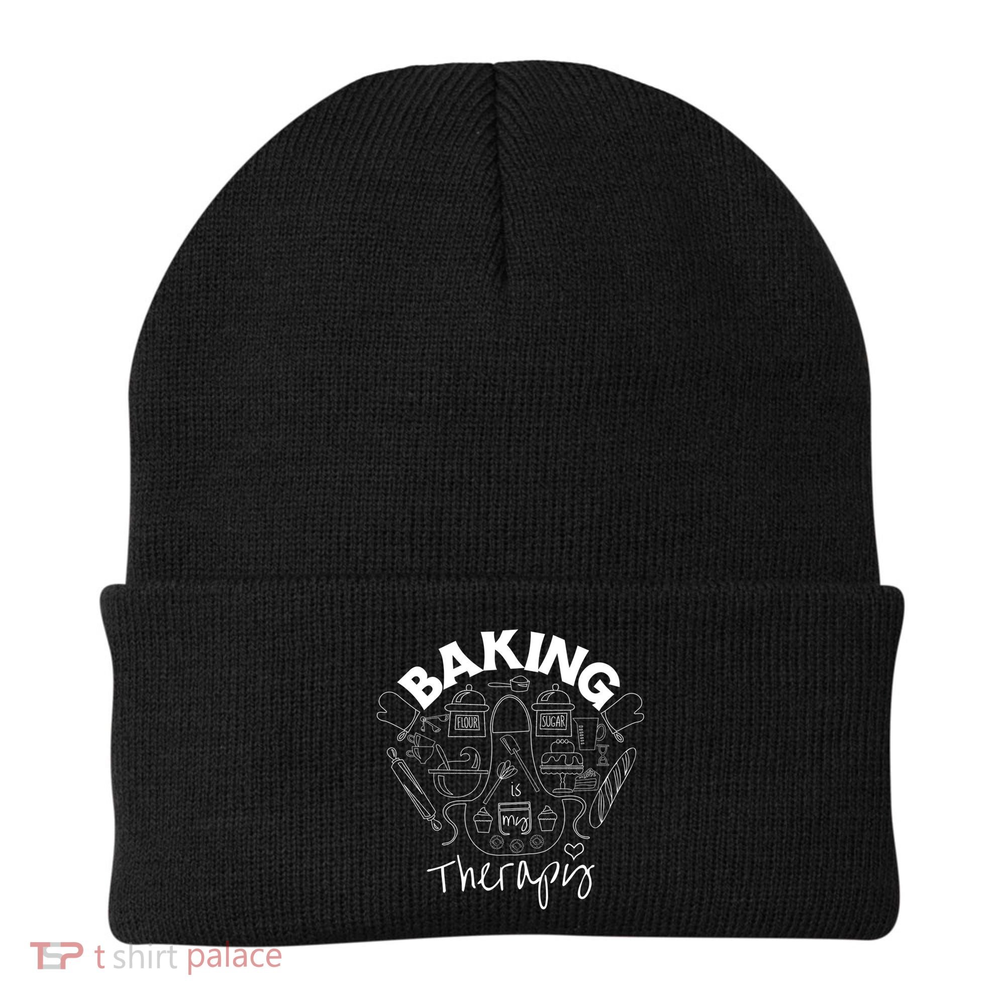 Baking Is My Therapy Apron Gloves Scoop Cup Cake Bakeaholic Cool Gift Beanie