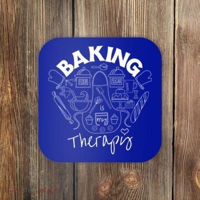 Baking Is My Therapy Apron Gloves Scoop Cup Cake Bakeaholic Cool Gift Coaster