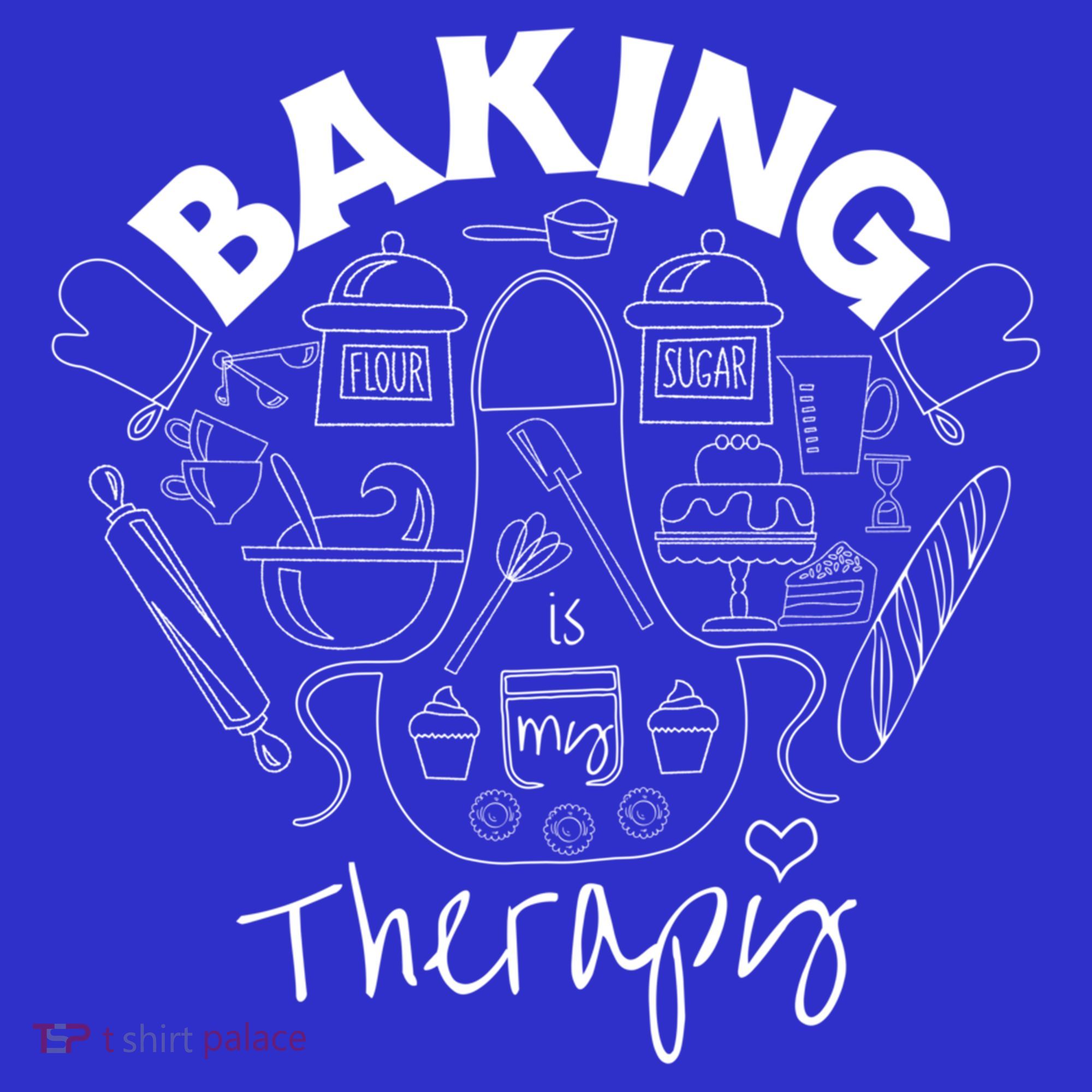 Baking Is My Therapy Apron Gloves Scoop Cup Cake Bakeaholic Cool Gift Women's Long Sleeve Shirt