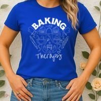 Baking Is My Therapy Apron Gloves Scoop Cup Cake Bakeaholic Cool Gift Women's T-Shirt thumb 2