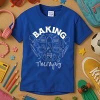 Baking Is My Therapy Apron Gloves Scoop Cup Cake Bakeaholic Cool Gift Kids T-Shirt thumb 3