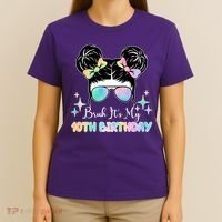 Bruh Its My 10th Birthday Colorful Hair Bun T-Shirt thumb 4