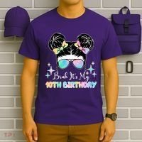 Bruh Its My 10th Birthday Colorful Hair Bun T-Shirt thumb 6