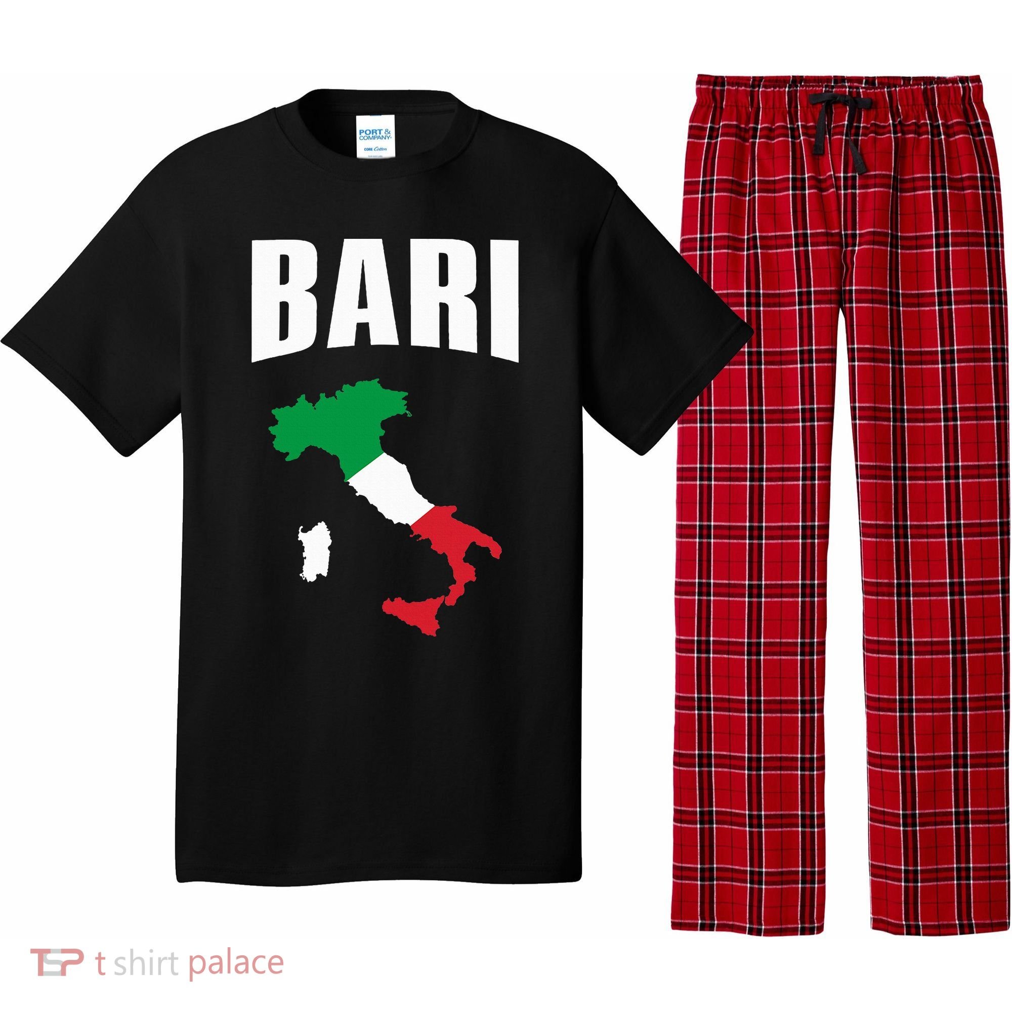 Bari Italy Map T Italian Flag Gift Jersey Pajama Set