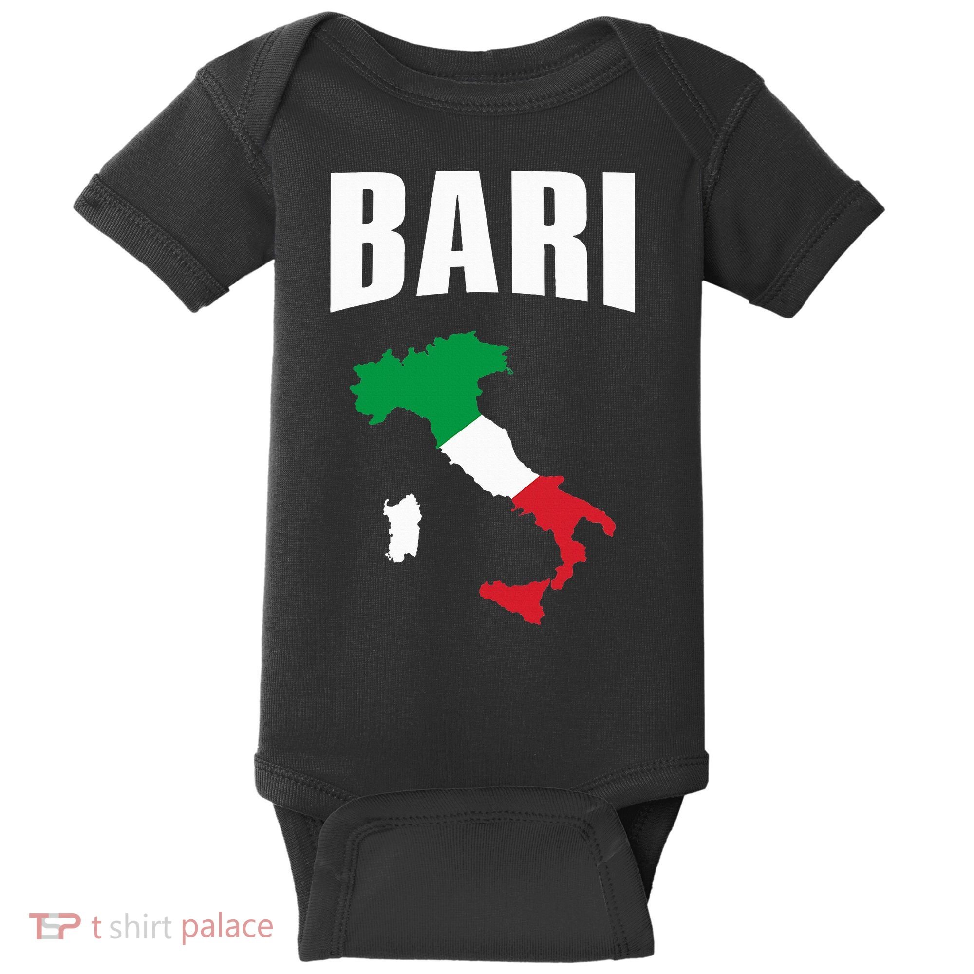 Bari Italy Map T Italian Flag Gift Jersey Baby Bodysuit