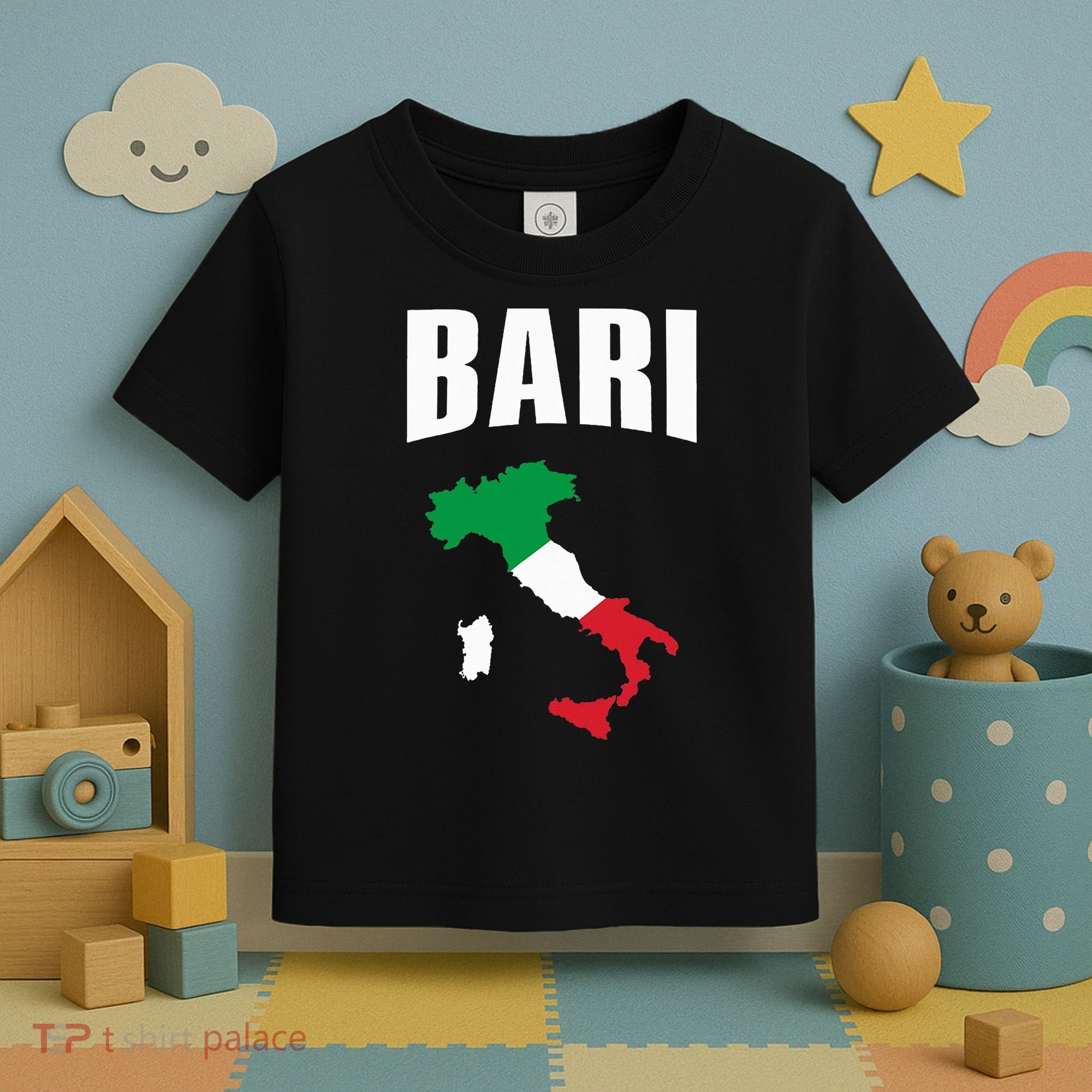 Bari Italy Map T Italian Flag Gift Jersey Toddler T-Shirt